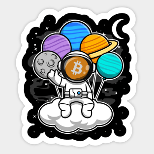 Astronaut Floating Bitcoin BTC Coin To The Moon Crypto Token Cryptocurrency Blockchain Wallet Birthday Gift For Men Women Kids Sticker